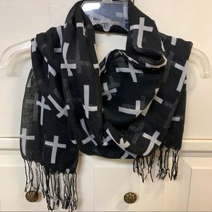 Cross print scarf